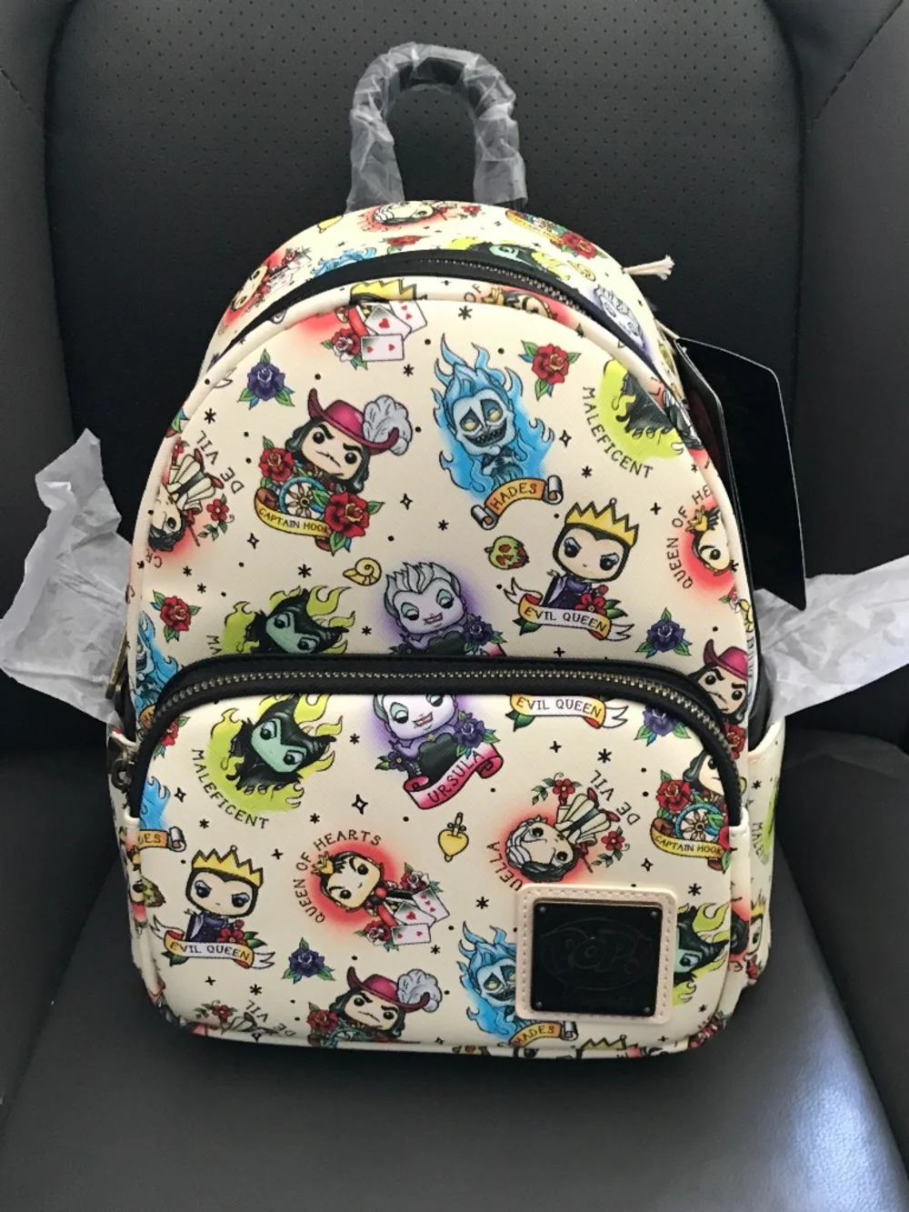 Loungefly POP! x Disney Villains Tattoo AOP Print Mini Backpack NWT